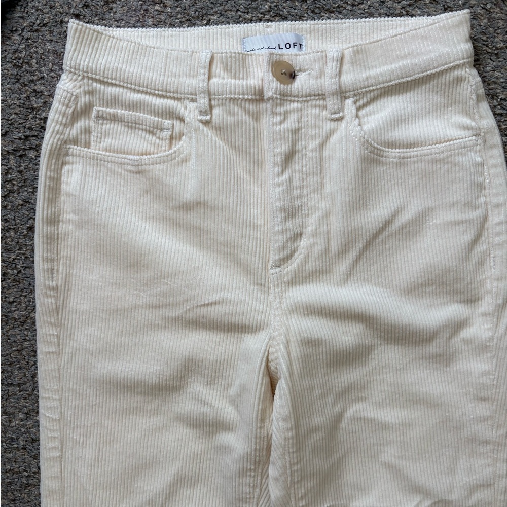 LOFT Ivory Cream Straight Leg Corduroy Pants - Picture 6 of 10